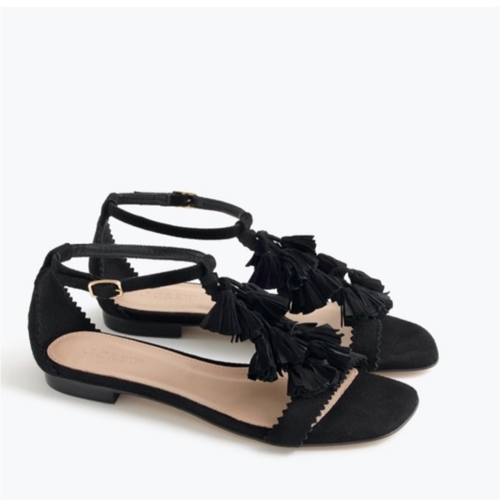 Black Suede J.Crew flat sandals size 8 gently used